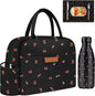 Cute Lunch Bag Women With Placemat and Water Bottle,Insulated Lunch Box for Women,Placemat Keep Clean and Hygienic Durable Leakproof Thermal High Capacity for Travel Picnic Insulated Lunch Bag