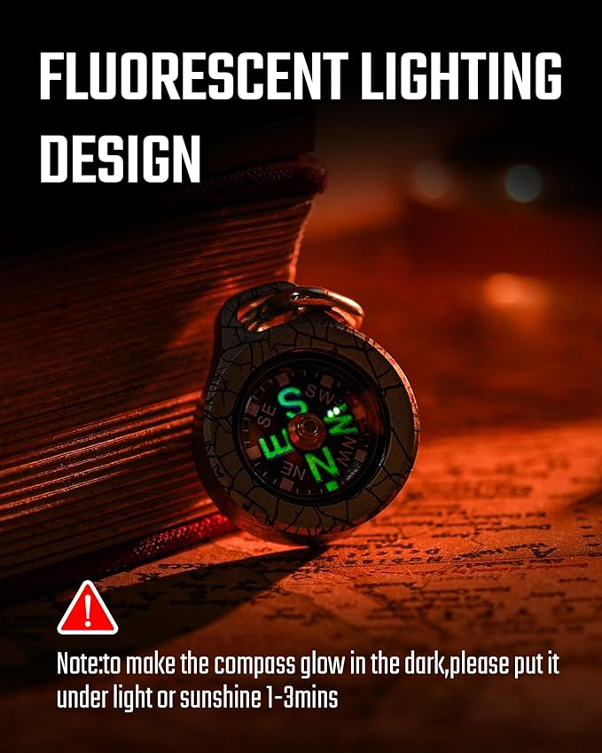MecArmy CMP/CMP2 Mini Compass- Meaningful Graduation Birthday Gifts for Men Women, EDC Titanium/Brass/Copper Pocket Compass for Hiking SurvivaI, IPX5 Waterproof, Glow in The Dark, Necklace Pendant