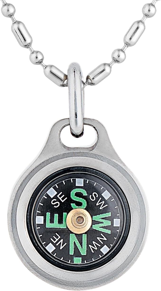 MecArmy CMP/CMP2 Mini Compass- Meaningful Graduation Birthday Gifts for Men Women, EDC Titanium/Brass/Copper Pocket Compass for Hiking SurvivaI, IPX5 Waterproof, Glow in The Dark, Necklace Pendant