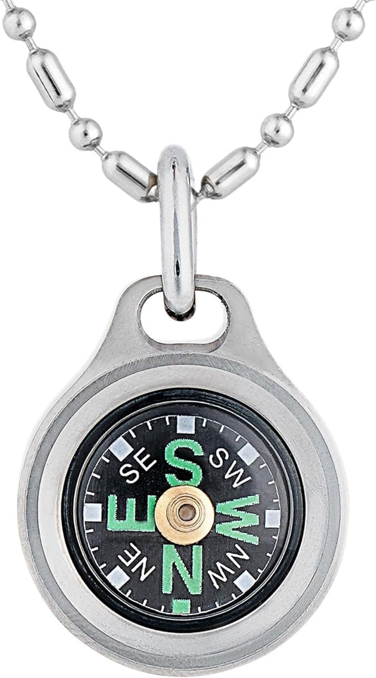 MecArmy CMP/CMP2 Mini Compass- Meaningful Graduation Birthday Gifts for Men Women, EDC Titanium/Brass/Copper Pocket Compass for Hiking SurvivaI, IPX5 Waterproof, Glow in The Dark, Necklace Pendant