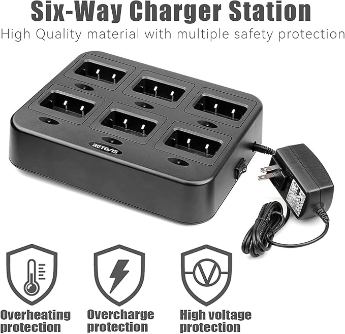 Retevis RT27 Walkie Talkies for Adults, Heavy Duty Two Way Radios, VOX Hands Free, Local Alarm, Rugged 2 Way Radio (6 Pack) with Six-Way Charger, for School Construction Site Manufacturing Restaurant