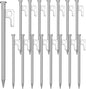 Blulu 24 Pcs 8/12/16 Inch Tent Stakes Heavy Duty Steel Metal Tent Pegs Unbreakable and Inflexible Metal Stakes Tent Spikes for Camping, Yard Decoration, Picnic, Tarp(Silver, 12 Inch)