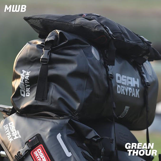 Motorcycle Dry Bag - Waterproof Motorcycle Duffle & Luggage Tail Bag Saddle Bags with Roll Top Closure, Large Storage Space，for Motorcycle Back Seat(MudBrown, 40L)