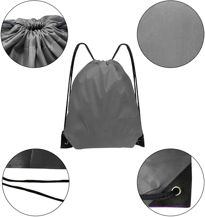 Drawstring Bags 42 Pcs Drawstring Backpack Bulk String Backpack Cinch Bag Sackpack for Men Women Gym (Gray)