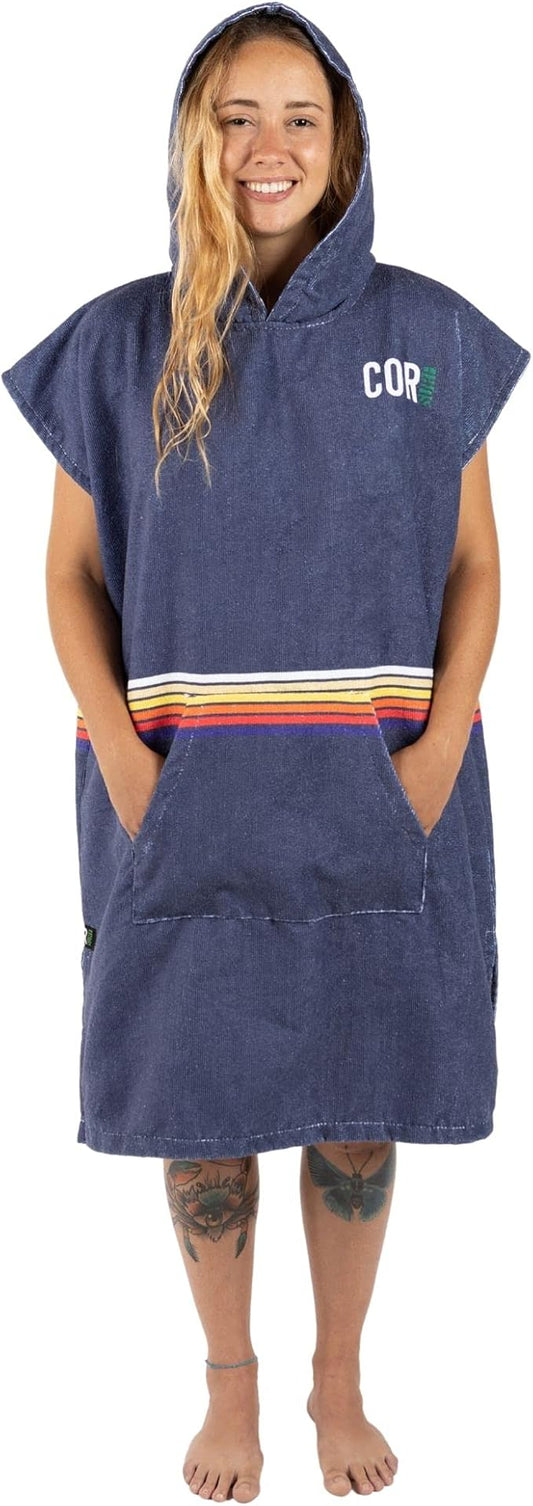 COR Surf Poncho Changing Towel Robe with Hood and Front Pocket | Thick Quick Dry Microfiber Wetsuit Poncho Towel for Surfing Beach Pool Swim (Medium - Knightrider)