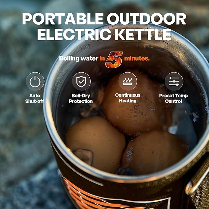 Electric Kettle, Multi-Functional Portable Travel Water Boiler Cooker, 16 oz Electric Kettle for Coffee, Cooking, Popcorn Maker, Camping RV Essentials (Joulle Kettle Pot Blossom)