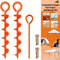 Eurmax USA Canopy Tent Stakes Dog Tie Out Stakes Corkscrew Shape Steel Trampoline Stakes with Iron Rod Installation Tool & 2 Wind Ropes - Set of 2 (Orange)