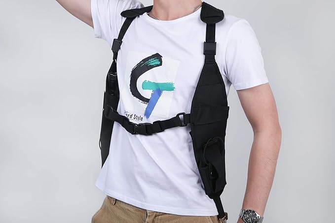 Universal Double Radio Shoulder Harness Holster Chest Holder Vest for Two Way Radio Search Rescue Essentials