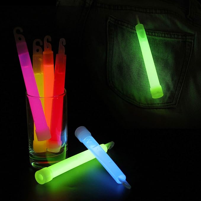 Pack of 6 Neon Colors Glow in The Dark Glow Stick Tubes Fluorescent Light Sticks Bright Glowing Rods for Graduation Party, Camping, New Year’s Eve, 6 inches, 6pcs