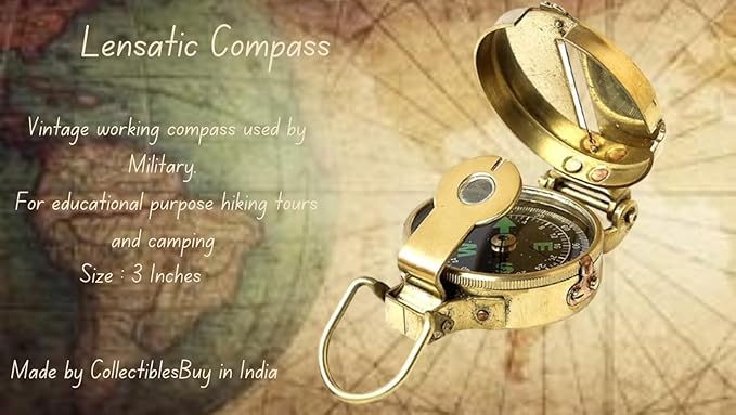 collectiblesBuy Vintage Old Style Military Compass Nautical Pocket Shiny Brass Navigational Instrument Pocket Compass | Engraved Gift for Husband, Son, Scouts, Camping, Hiking