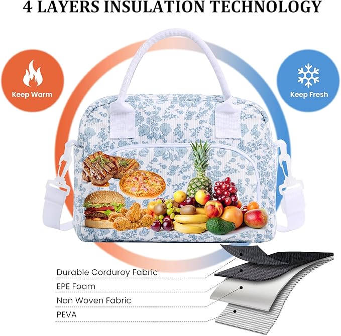 Insulated Lunch Bag for Women Men Large Reusable Lunch Box Adult Leakproof Portable Cooler Tote Bags for Work Picnic