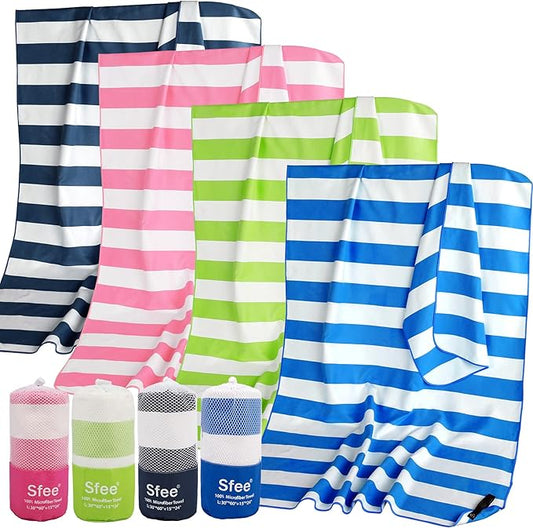 Sfee 2 in 1 Microfiber Beach Towel, Quick Dry Towel Camping Towel Travel Towel Super Absorbent Compact Lightweight Sports Towel Gym Towel Set for Beach, Gym, Hiking, Pool, Backpacking, Bath, Yoga