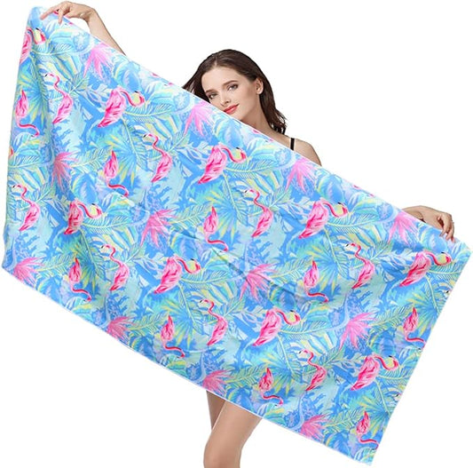 Microfiber Beach Towel, Extra Large 63"x32" Sand Free Beach Towel Super Lightweight Towels for Swimming Pool, Camping, Picnic, Yoga Gym Sports
