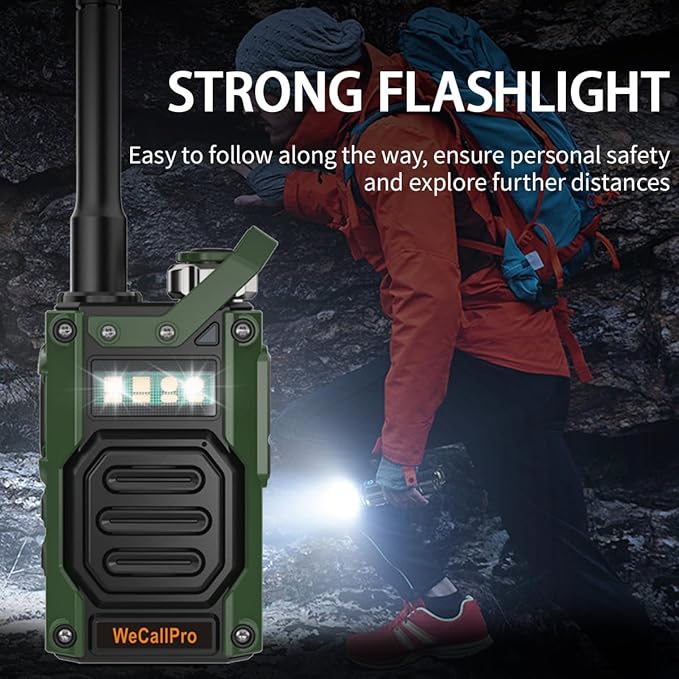 Zinc Alloy Housing Long Range Rechargeable Walkie Talkies for Adults, GMRS Two Way Radio for Hiking Camping 2 Way Radio with Flashlight Long Distance WCP03 (Two Pack)
