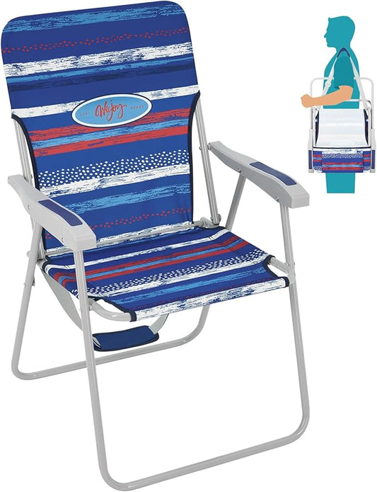 #WEJOY Folding Beach Chair for Adults, Lightweight Beach Chair with Shoulder Straps, High Back Beach Chairs with Hard Armrest, Supports 300lbs for Beach Lawn Concert