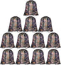 KUUQA 12 Pack Camouflage Drawstring Backpack Bulk String Backpack Cinch Kids Sport Bags Storage Bags for Gym Traveling (Camouflage)