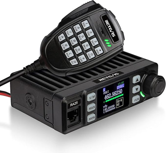 Retevis RA25 Dual Band Mobile Radio, Long Range Mini Mobile Car Transceiver, 500 Channels DTMF LCD Display, 2m 70cm Mobile Two Way Radio Mobile Car Radio for Vehicle Truck Traveling(1 Pack)