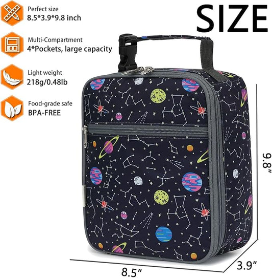 Lunch Box for Kids Boys Girls Men Women, Insulated Small Soft Cooler Lunch Bag Kit for School Work Picnic Travel - Reusable Portable lunchbox,Stars