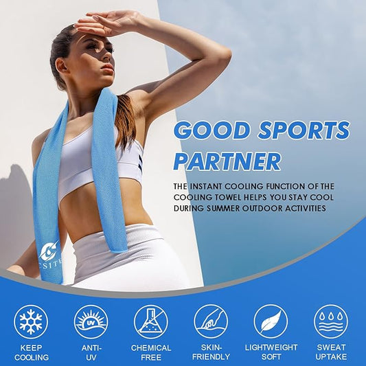 6 Pack Cooling Towels (47"x12") for Neck and Face, Ice Towel for Hot Weather, Soft Breathable Chilly Gym Towels, Microfiber Towel for Work Out, Yoga, Running, Camping & More Activities