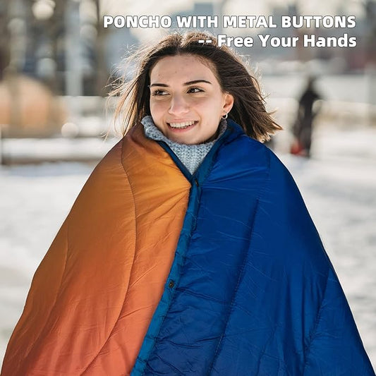 Outdoor Puffy Camping Blanket, Lightweight Windproof Warm Stadium Blanket, Packable Travel Camping Quilt for Cold Weather, Hiking, Backpacking, Sleeping, Hammock, Adventure 78"x 56"