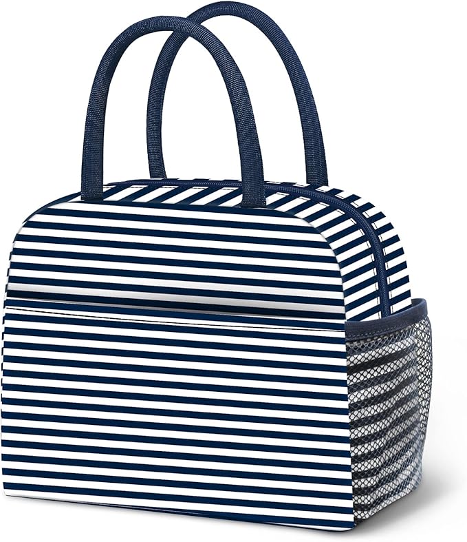 Lunch Bag Women, Lunch Box for Women Men Reusable Insulated Lunch Tote Bag, Handbags Case High Capacity for Travel Work Picnic, Navy Blue
