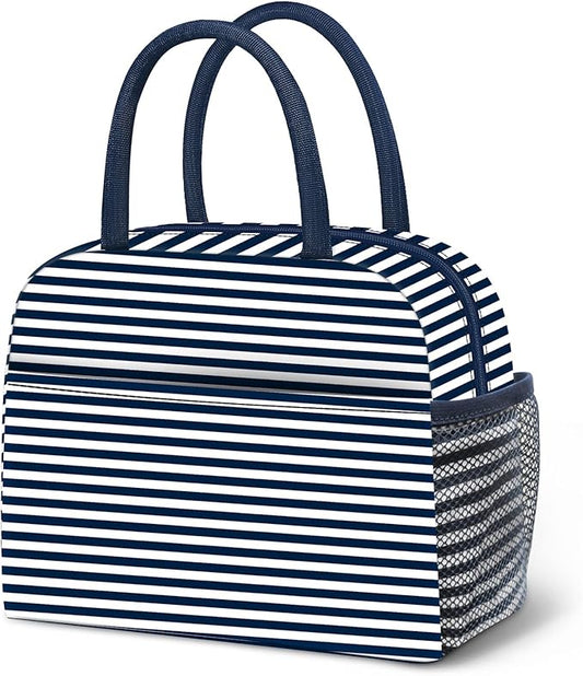 Lunch Bag Women, Lunch Box for Women Men Reusable Insulated Lunch Tote Bag, Handbags Case High Capacity for Travel Work Picnic, Navy Blue