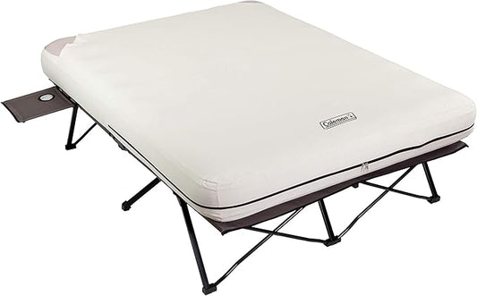 Coleman Camping Cot Air Mattress & Pump Combo Folding Camp Cot & Air Bed with Side Table & Battery-Operated Pump Great for Comfortable Outdoor Sleeping & Camping