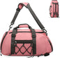 Unisex Travel Duffle Bag for Men Women, Waterproof Gym Bag with Shoe Compartment & Football Compartment, 32L Carry on Bag for Sports & Fitness, Pink