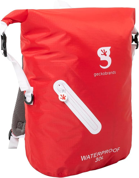 geckobrands Lightweight 30L Waterproof Backpack - Lightweight Watertight Outdoor Bag Hiking Traveling Light Water Activities