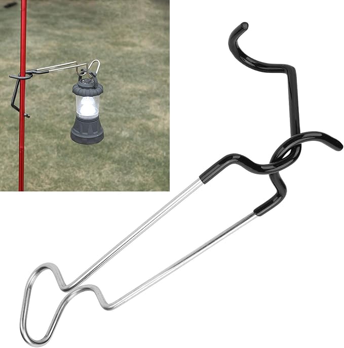 Outdoor Camping Light Pole, Camping Lantern Hook Hangers, Water Bottle Holder, Portable Non-Slip Tent Lamp Hook Cup Holder for Camping, Fishing, Hunting