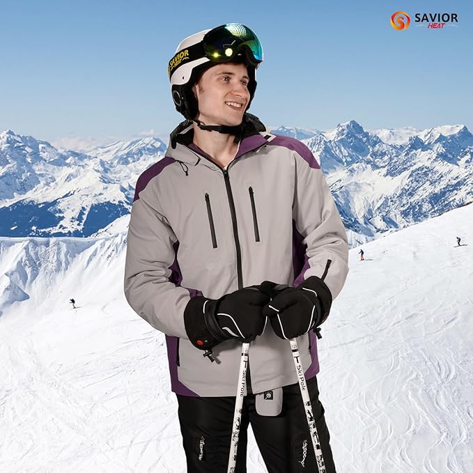 SAVIOR HEAT Heated Mittens Battery Gloves Men Women, 2023 Flexible Crab Finger Rechargeable Ski Mitten with 7.4V 2200mAh Battery for Winter Snow Skating Camping Hunting Hiking Motorcycle