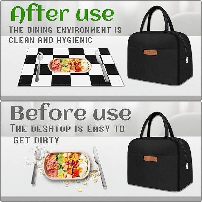Cute Lunch Bag Women With Placemat and Water Bottle,Insulated Lunch Box for Women,Placemat Keep Clean and Hygienic Durable Leakproof Thermal High Capacity for Travel Picnic Insulated Lunch Bag