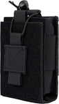 Adjustable Radio Pouch MOLLE Radio Holder for Tactical Duty Belt Two Ways Radio Holster Walkie Talkies Case Rifle Mag Carrier 5.56mm 7.62mm Magazine Nylon Carry Bag for Police Security Rescue