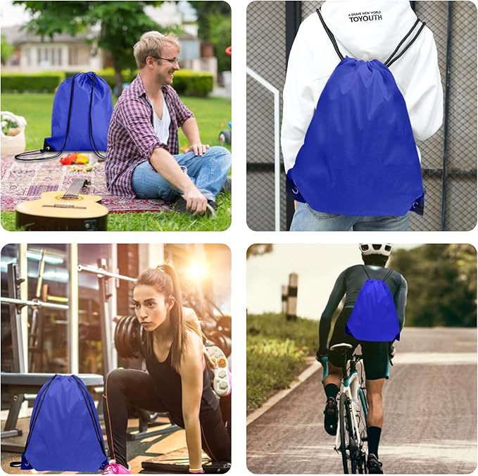 Drawstring Backpack Bulk 70Pcs String Backpack Drawstring Bags Cinch Bag Sackpack for Men Women Gym(Navy Blue)
