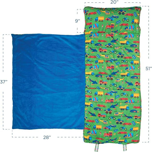 Stephen Joseph, Toddler All Over Print Nap Mat with Soft Blanket and Removable Pillow for Boys & Girls, Kids Sleeping Bag for Elementary, Daycare, Preschool with Carry Handle