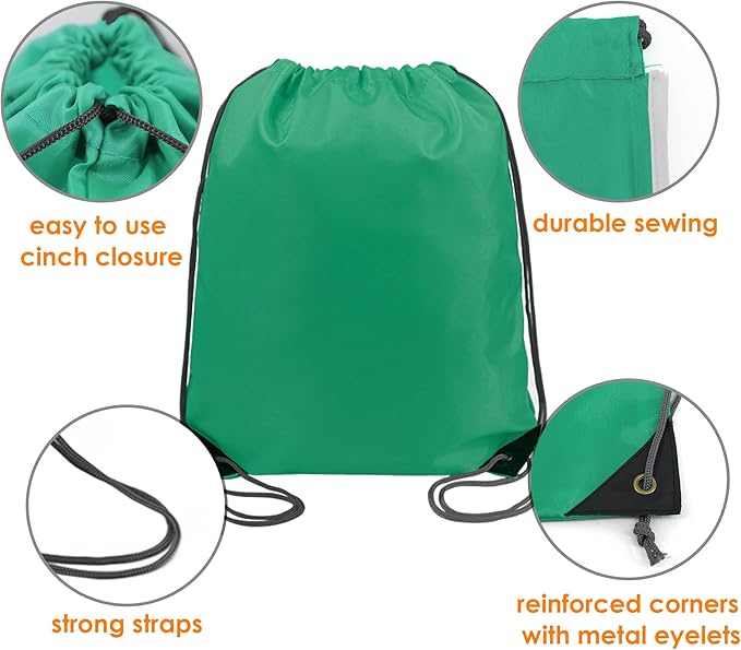 BeeGreen Drawstring Backpack Bags 20,30,50 Packs Reflective String Bags for Gym Sport Trip Cinch Sack DIY for Women Men