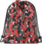 Camo Drawstring Bag Bloodshot Camouflage Red Urban Gym Backpack Sports Backpack Lightweight Waterproof Bags for Men Women Outdoor Gym Sport
