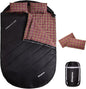 KingCamp Double Sleeping Bag for Adults, Queen Size 2 Person XXL Flannel Sleeping Bag, Waterproof Lightweight Flannel Quilt with 2 Pillows, Perfect for Couples Family Camping Hiking