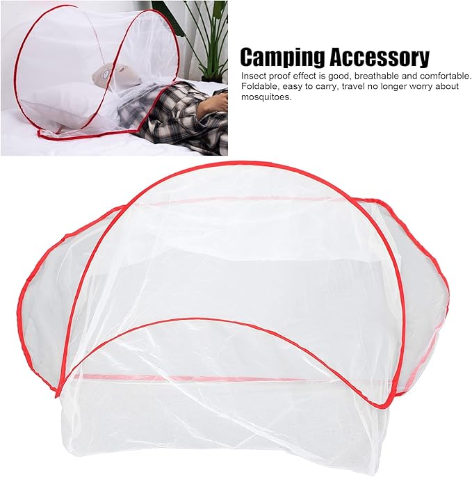 soobu Mini Mosquito Proof Cover, Camping Head Mosquito Net Foldable Easy to Carry for Camping