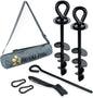 Dog Tie Out Stake - Heavy Duty Dog Stake for Large Dogs up to 210 lbs, Dog Stakes for Outside, Dog Anchor, and Dog Gadget | Use Any Dog Tie Out Cable or Dog Yard Leash (B2-Black (2-Pack))