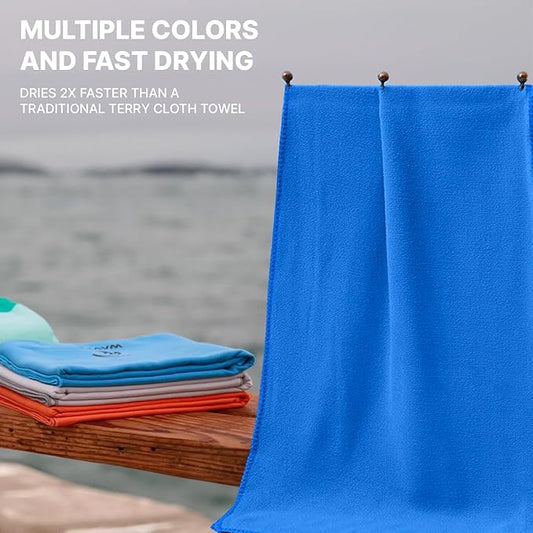 Microfiber Towel 60” by 36” for Camping, Yoga, Gym, Travel - Highly Absorbent Cleaning Cloth, Quick Drying Lightweight Material - Lint Free, Scratch Free Towels Washable and Reusable