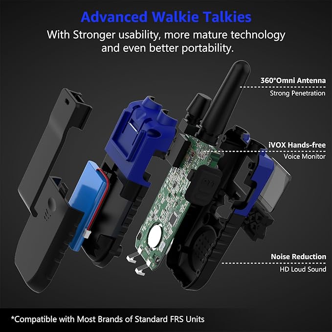 Walkie Talkies Rechargeable for Adults Long Range with Earpiece NOAA Weather Alert, Multi-purpose 2 Way Radio 4 Pack for Team Work Senior Care Kid Adventure Family Camping Hiking Skiing Cruise