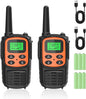 Rechargeable Walkie Talkies,Fvamom Walkies Talkies for Adults with 22 Channels,Long Range Walkie Talkies with NOAA Weather Channels,VOX LCD Display LED Flashlight (Orange)