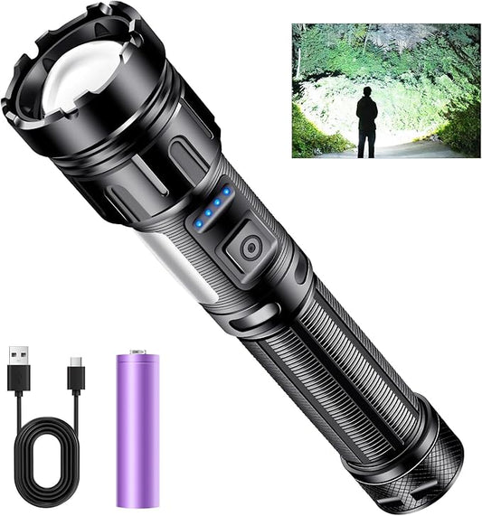 Led Flashlight Super Bright Flashlights Rechargeable High Lumens Torch 5 Modes Zoomable Waterproof for Camping Kids Adults Outdoor Hiking Emergency (L377-1pack)
