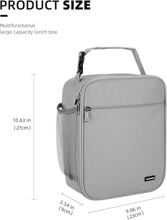 Lunch box Lunch bag for men women Insulated Lunchbox Lunch bags for Work Picnic Travel (Light grey)