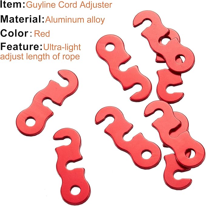 SATINIOR Guyline Tensioner Aluminum Alloy Guy Line Cord Adjusters Tent Rope Tensioners Paracord Tensioner for Outdoor Tent Camping Hiking Accessories