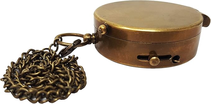 Brass Compass Nautical Pocket Backpacking Compass Leather Case Vintage Camping Hiking Direction Marine Graduation Confirmation Day Engravable for Men Quality Travel Accessory