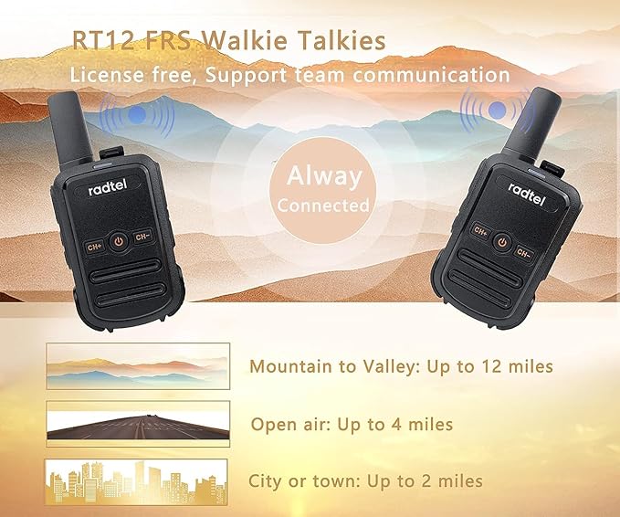 Radtel RT12 Rechargeable Walkie Talkies for Adults Long Range Handheld FRS Two Way Radio 16CH Handsfree VOX for Camping Hiking (8 PCS)