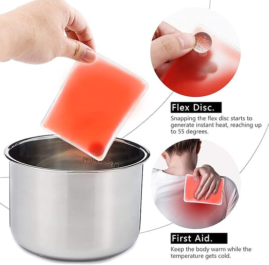 Reusable Pocket Hand Warmers,Reusable Snap Heat Pack, Hand Warmers Click, Hand Warmers Boil Click Heat Pocket Hand Warmer, Pouch Gel Hand Warmers Cute Long Lasting Warmth for Camping, Outdoor,White