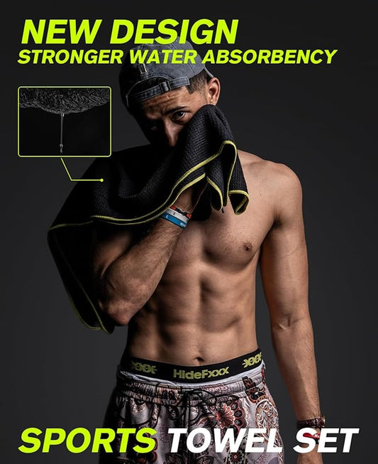 Super Absorbent, Fast Drying Towel - Waffle Weave Sport Towels Gym Towels Workout Sweat Towels for Swimming Beach Hiking Yoga Travel Sports Fitness Towel Duo Set